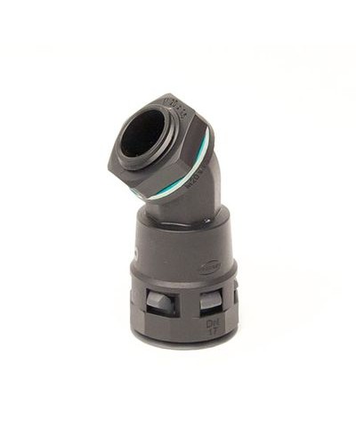 Монтажный комплект муфта 45 грд. труба-коробка DN 12 мм, М16х1,5, полиамид, цвет черный DKC PACL12M16N в Благовещенске Повороты, муфты, тройники Pintop.ru