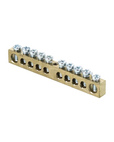 Шина PEN ноль-земля (6х9мм) 10 отверстий латунь крепеж по центру розничный стикер EKF PROxima (sn0-63-10-r) в Благовещенске Аксессуары для стоек и шкафов Pintop.ru