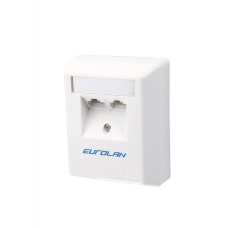 Настенная коробка 2-портовая UTP категории 6 угловая, белый Eurolan (12D-U6-02WT)