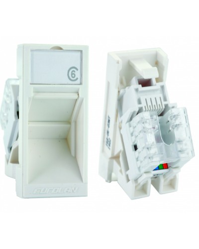Розеточный модуль UTP категории 6 Mosaic серии 45 RJ45 Eurolan (16A-U6-03WT) в Благовещенске Модули Keystone Pintop.ru