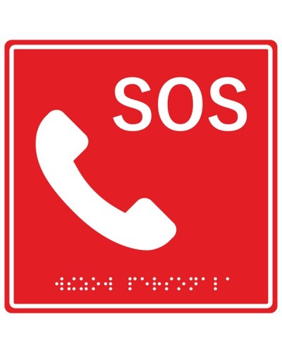 Табличка тактильная с пиктограммой SOS с трубкой Hostcall MP-010R2 в Благовещенске Система оповещения и трансляции Hostcall Pintop.ru