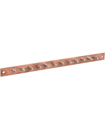 Шина заземления 483х25x3мм медь ШМТ М1 12 точек подключения М6 ITK ER-12-325-M1 в Благовещенске Аксессуары для стоек и шкафов Pintop.ru