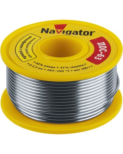Припой Navigator 93 777 NEM-Pos05-63K-1-K100 (ПОС-63, катушка, 1 мм, 100 гр) в Благовещенске Аксессуары для кабель-канала Pintop.ru