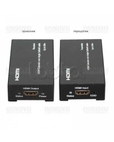 Комплект для передачи HDMI по одному кабелю витой пары CAT5e/6 до 50м OSNOVO TA-Hi/1+RA-Hi/1 в Благовещенске Видеоусилители, Модуляторы, Делители Pintop.ru