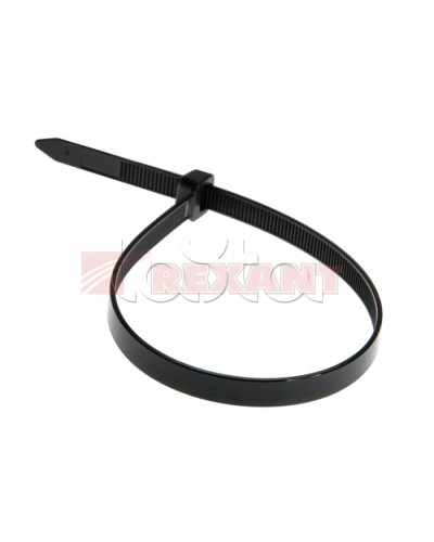 Хомут-стяжка нейлоновый 8х400 мм чёрный (100шт/уп) REXANT 07-0401-8 в Благовещенске Стяжки-хомуты Pintop.ru