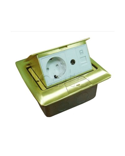 Люк встраиваемый на 1,5 модуля (45х45 мм) с коробкой, латунь, IP44 Экопласт 70023 в Благовещенске Системы лючков и колонн Pintop.ru