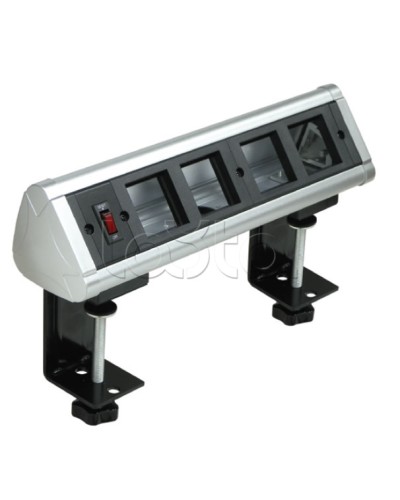 Блок настольный с выключателем нагрузки на 4 модуля (45х45мм) на струбцинах (алюминий) Экопласт 70314 в Благовещенске Аксессуары для кабель-канала Pintop.ru