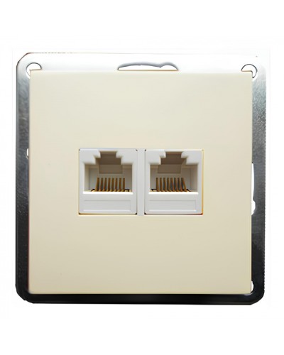 Розетка телефонная двойная 2хRJ-11 с накладкой (бежевый) LK60 (865601) в Благовещенске Розетки компьютерные и телефонные Pintop.ru