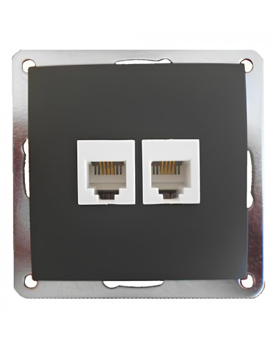 Розетка телефонная двойная 2хRJ-11 с накладкой (черный бархат) (865608-1) в Благовещенске Розетки компьютерные и телефонные Pintop.ru