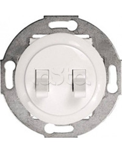 Экопласт Выключатель 2-рычажковый (схема 5) 10 A, 250 B (белый) Vintage в Благовещенске Розетки компьютерные и телефонные Pintop.ru