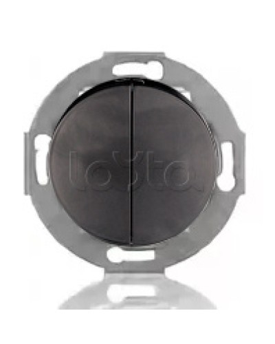 Выключатель двухклавишный Экопласт (схема 5) 10 A, 250 B (черный ) Vintage в Благовещенске Розетки компьютерные и телефонные Pintop.ru