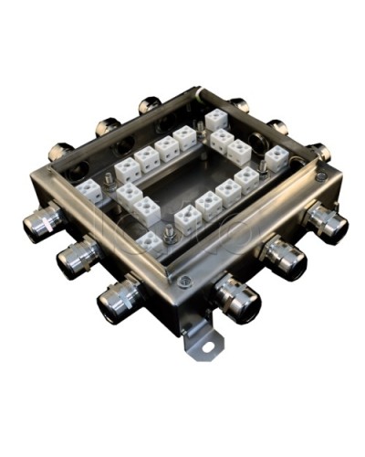 Коробка монтажная огнестойкая Гефест КМ-О (32к*10,0)-IP66 2020нерж, 12 вводов 200х200х60 в Благовещенске Распределительные коробки Pintop.ru