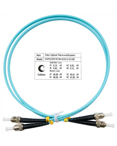 Шнур оптический duplex ST-ST 50/125 mm OM3 1м LSZH Cabeus FOP-50-ST-ST-1m в Благовещенске Патч-корды и пигтейлы Pintop.ru