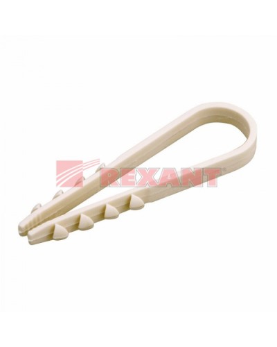 Дюбель-хомут 19-25, белый (100шт/уп) REXANT 07-4503 в Благовещенске Стяжки-хомуты Pintop.ru