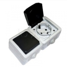 Экопласт EF602G Розетка двойная с з/к. 16A (сер.)