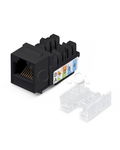 Вставка Keystone Jack RJ-45, категория 5e, заделка тип 110, черная, со стяжкой Cabeus KJ-RJ45-Cat.5e-90-SW-BK в Благовещенске Модули Keystone Pintop.ru