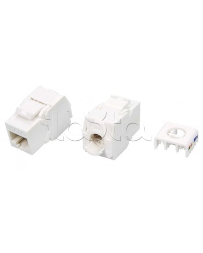 Вставка Keystone Jack RJ-45(8P8C) Hyperline KJ8-8P8C-C6-180-TLS-WH в Благовещенске Модули Keystone Pintop.ru
