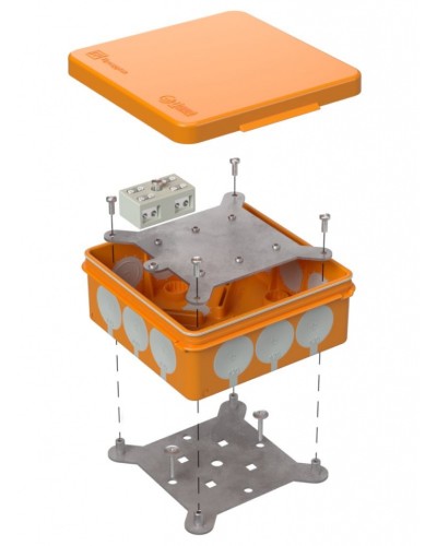 Коробка огнест. разветвительная 100х100х40 (16 шт/кор) Промрукав (60-0303-FR6.0-4-2-Р) в Благовещенске Распределительные коробки Pintop.ru