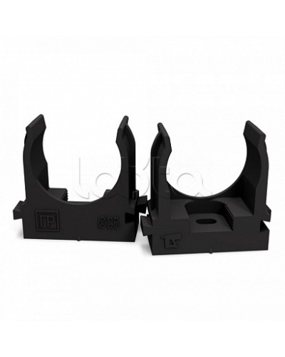 Крепеж-клипса для труб атмосферостойкая для монтажного пистолета черная в п/э d25 мм (100шт/700шт уп/кор) Промрукав (PR13.0407) в Благовещенске Держатели, клипсы, скобы Pintop.ru