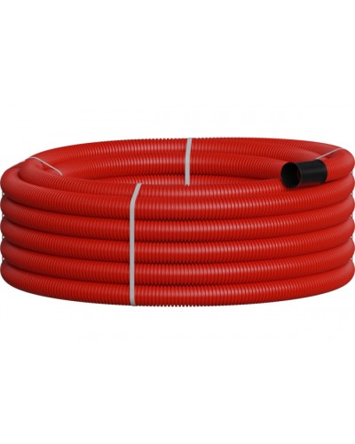 NR063 Двустенная труб.а ПНД гибкая, тип 450, SN18, с зондом, D63мм (20м) цвет красный Экопласт 801063-20 в Благовещенске Гладкая труба Pintop.ru