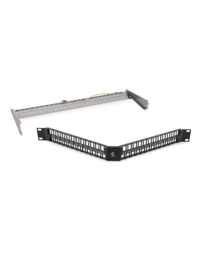 Угловая модульная патч-панель 19, 48 портов, 1U Cabeus (PLBHD-48-CON-SH) в Благовещенске Патч панель Pintop.ru