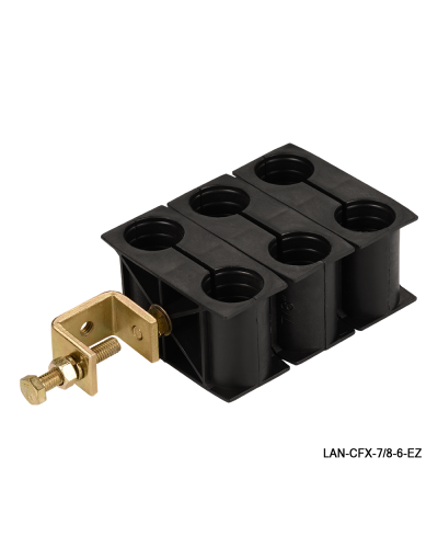 Комплект крепления для 6-ти коаксиальных кабелей диаметром 7/8, со струбциной LANMASTER LAN-CFX-7/8-6-EZ в Благовещенске Аксессуары для стоек и шкафов Pintop.ru