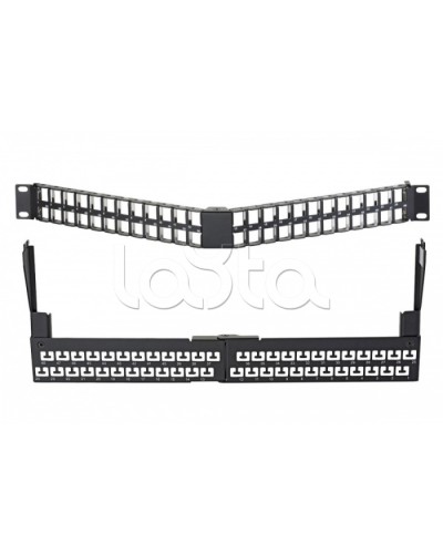 Коммутационная угловая панель 19” наборная, FTP, 1U, 48 портов, черный Eurolan (27A-00-48-01BL) в Благовещенске Патч панель Pintop.ru