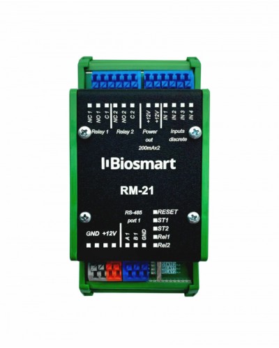 Релейный модуль BioSmart RM-21 OSDP в Благовещенске Контроллеры СКУД BioSmart Pintop.ru