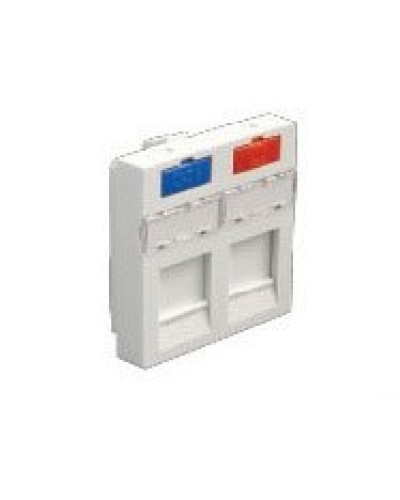 Лицевая панель (накладка) информационной розетки, 45х45 мм, 2 входа Экопласт (87002) в Благовещенске Розетки компьютерные и телефонные Pintop.ru