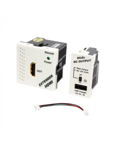 Конвертор RJ45-HDMI, приемник + БП формата Mosaic, 45x45мм + 22.5х45мм, белые LANMASTER (LAN-SIP-23HDMI/RX-WH) в Благовещенске Медиаконвертеры Pintop.ru